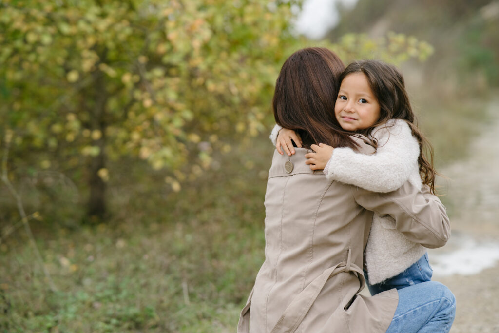 Mother with daughter playing in a career