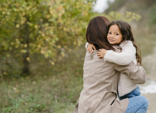 Mother with daughter playing in a career