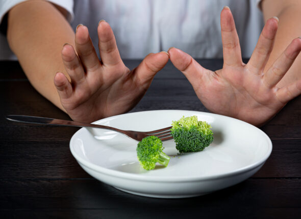 Depressed woman hungry from dieting